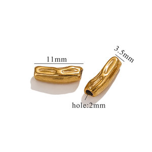 Abalorio de Acero Inoxidable con Textura Irregular en Oro PVD de 18K para la Creación de Joyas: Corazón, Tubo y Lágrima, Resistente al Agua e Hipoalergénico - Product Image 6