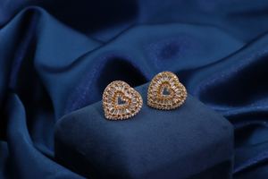 Pendientes de Botón con Forma de Corazón de Circonita Blanca Trapezoidal, Chapados en Oro, de Latón, Clásicos y de Lujo, de Tianyu Gems, para Mujer - Product Image 5