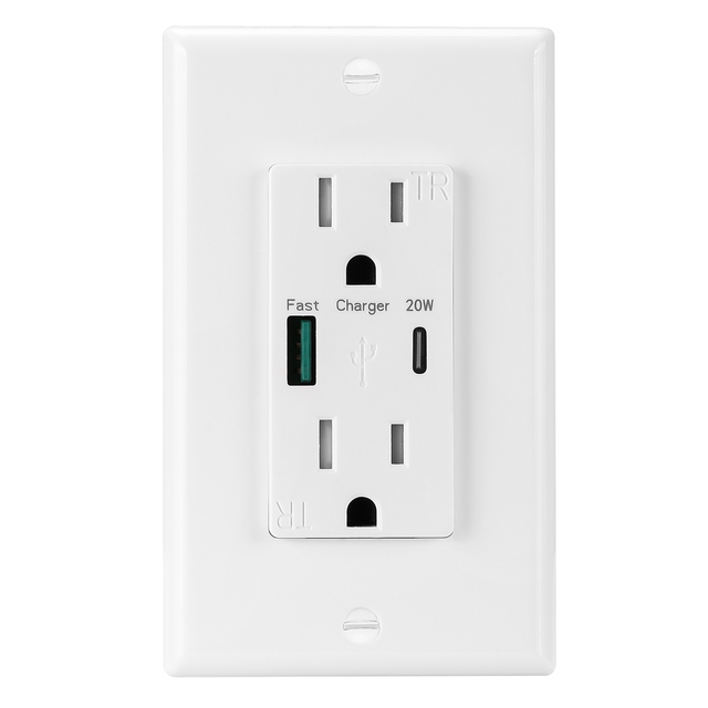 US Standard PD20W Fast Charging Type C USB Wall Outlet Socket