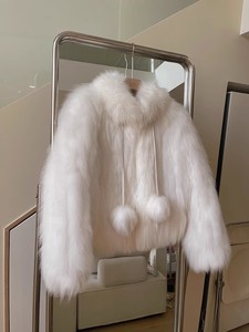Vêtements d'extérieur tissé bande cousue <span class=keywords><strong>manteau</strong></span> <span class=keywords><strong>boule</strong></span> décorée jeunes femmes épais manteaux de fourrure d'hiver - Product Image 3