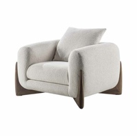 Ensemble canapé moderne de luxe inclinable en forme de L en tissu avec pieds en bois pour appartement, hôtel ou villa, salon