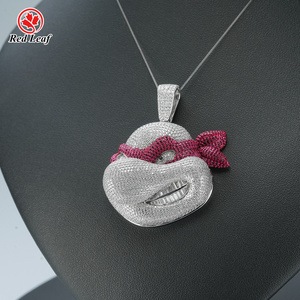 Redleaf Luxury 925 Sliver Hiphop Pendentif Moissanite personnalisé Forme de tortues mutantes DVVS Mossanite Pendentifs en diamant pour collier