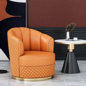 Silla Moderna Acolchada de Cuero PU para Sala de Estar con Patas de Metal, Respaldo Sólido, Silla de Descanso para el Hogar, Diseño Contemporáneo - Product Image 4