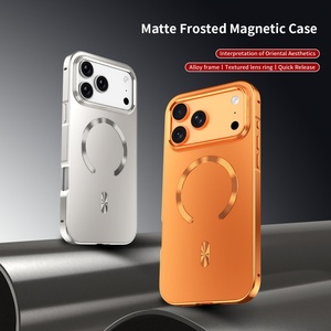 Coques de téléphone portable magnétiques personnalisées avec panneau arrière mat pour iPhone 18 17 15 16 Pro Max 17 Air, cadre en métal aluminium, protection antichoc - Product Image 2