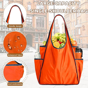 Portable for Swimming <b>Beach</b> Travel MOQ 300 BSCI ISO Reusable <b>Foldable</b> Large <b>Beach</b> Shopping Nylon Polyester <b>Bag</b> with Side Pockets - Product Image 1