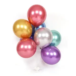 Balon lateks alami metalik tebal balon 10 inci krom kustom untuk dekorasi pesta ulang tahun pernikahan