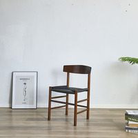 Chaise de salle à manger sans accoudoirs en chêne massif tressé de style nordique japonais, dossier haut, pour restaurant, café, salon