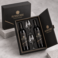 Boîte cadeau de vin de luxe personnalisée, boîte d'emballage pour deux bouteilles de vin avec verres à vin pour bouteille de vin