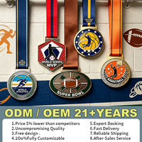 Médailles personnalisées pour événements sportifs, football, basketball, badminton, médailles de récompense en métal avec ruban pour compétition, souvenirs, cadeaux