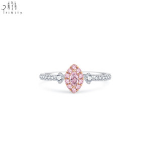 Newest Products Fine Delicate Shiny Pink Diamonds Engagement Ring Jewelry 18K Solid White Rose Gold Real Natural Diamonds Ring - Product Image 1