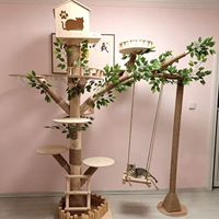 Promotion : Arbre à chat personnalisé imitation arbre, grande tour stable avec maison, plateforme et échelle pour chats d'intérieur