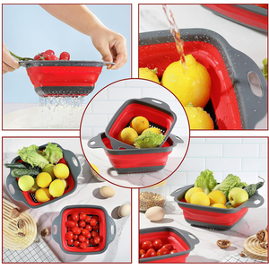 Colador <span class=keywords><strong>plegable</strong></span> de silicona para frutas y verduras, cesta de lavado, colador, <span class=keywords><strong>escurridor</strong></span> <span class=keywords><strong>plegable</strong></span> con asa - Product Image 4
