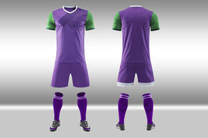 Maillot de football pour hommes en gros usine 2026, shorts et chaussettes personnalisés, 100 % polyester, impression par transfert thermique, col ras du cou, blocs de couleur - Product Image 5
