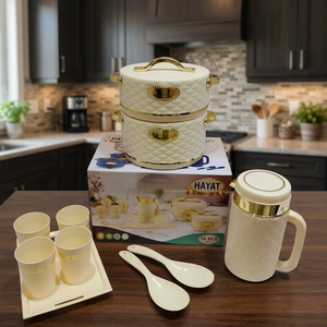 Ensemble de 10 casseroles en métal à double paroi Anax, isolées sous vide, résistantes au four, avec poignées, pour la salle à manger à domicile - Product Image 2
