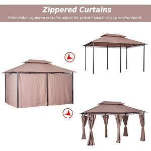 DB pour Offre Spéciale 10 'X 13' Gazebo Patio avec toit ventilé et cadre en acier Rideaux d'abri pour jardin extérieur - Product Image 4