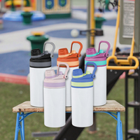 Bouteille d'eau isotherme personnalisée en acier inoxydable 304 de 350 ml avec poignée et couvercles colorés pour enfants, cadeaux d'affaires classiques pour boissons froides