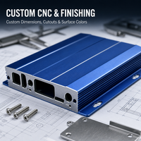 Casing Heatsink Aluminium Ekstrusi dengan Flensa Pemasangan CNC, Enklosur Peralatan Elektronik Kustom untuk Inverter LED Amplifier