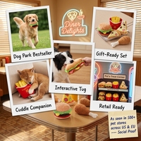 Jouets en peluche pour chiens Fast Food, jouets à mâcher interactifs et durables pour chiots, avec sons couineurs, en forme de burger, frites, pizza, hot-dog, crème glacée et poulet frit