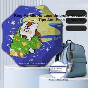 ร่มกันแดด UPF50 แบบพับ 3 ตอน 8 ซี่โครง ขนาด 100 ซม. น้ำหนักเบา 360 กรัม พร้อมหูหิ้วคาราไบเนอร์ป้องกันการสูญหาย ลายการ์ตูนพิมพ์ดิจิทัล สำหรับเด็กนักเรียน - Product Image 4