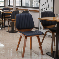 Ensemble 2 chaises de salle à manger modernes en cuir marron pieds en métal dossier en bois courbé matériau en rotin pour la maison bureau appartement cuisine