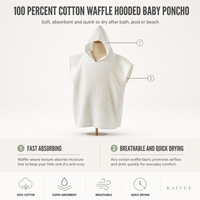 Serviette poncho à capuche 100 % coton gaufré pour bébé Kaiyue, peignoir de bain pour nourrisson, paréo de plage – Fournisseur en gros OEM ODM