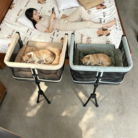 Lit pour animaux de compagnie multifonctionnel, portable, pliable, lit d'appoint pour animaux de compagnie, lit côte à côte avec les humains, lit pour chien et chat, lit de compagnie pour la chambre à coucher