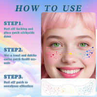 Autocollants de tatouage temporaire à paillettes dorées et argentées, taches colorées pour les yeux, paillettes, imperméables, résistants à la transpiration, maquillage de fête, taches de rousseur
