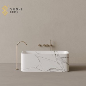 YUSHI Modern Minimalist traverten bağlantısız küvet dikdörtgen süzgeç ile Retro doğal tarzı banyo için iliklerine - Product Image 5