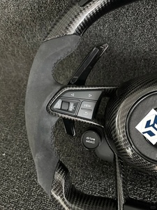 พวงมาลัยรถยนต์คาร์บอนไฟเบอร์สีแดงแบบฟอร์จ พร้อมไฟ LED และอัลคันทาร่า สำหรับรถยนต์ Volkswagen <span class=keywords><strong>MK3</strong></span> MK4 MK5 MK6 MK7 MK8 Passat B6 B7 <span class=keywords><strong>Golf</strong></span> GTI GTS R - Product Image 2