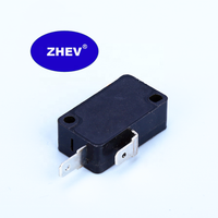 Interrupteur poussoir ouvert normal KW7-0 noir avec micro bouton 2 broches