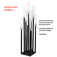 Autres supports de fond pour mariage Centres de table et décorations de table Chandelier en métal galvanisé Acrylique 9 bras Bougeoir noir