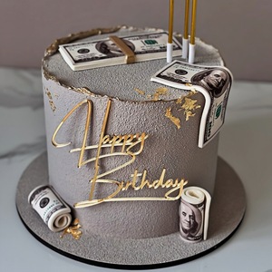 ท็อปเปอร์เค้กอะคริลิค รูปน้ำผึ้งและน้ำหวาน สุขสันต์วันเกิด หนา 1.3 มม. ของตกแต่งงานวันเกิด อุปกรณ์ตกแต่งเค้ก ของตกแต่งสถานที่จัดงาน - Product Image 2