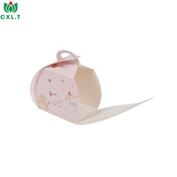 Boîte à mousse portable de qualité alimentaire, rose, design ours mignon, avec poignée, en papier, pour desserts et pâtisseries
