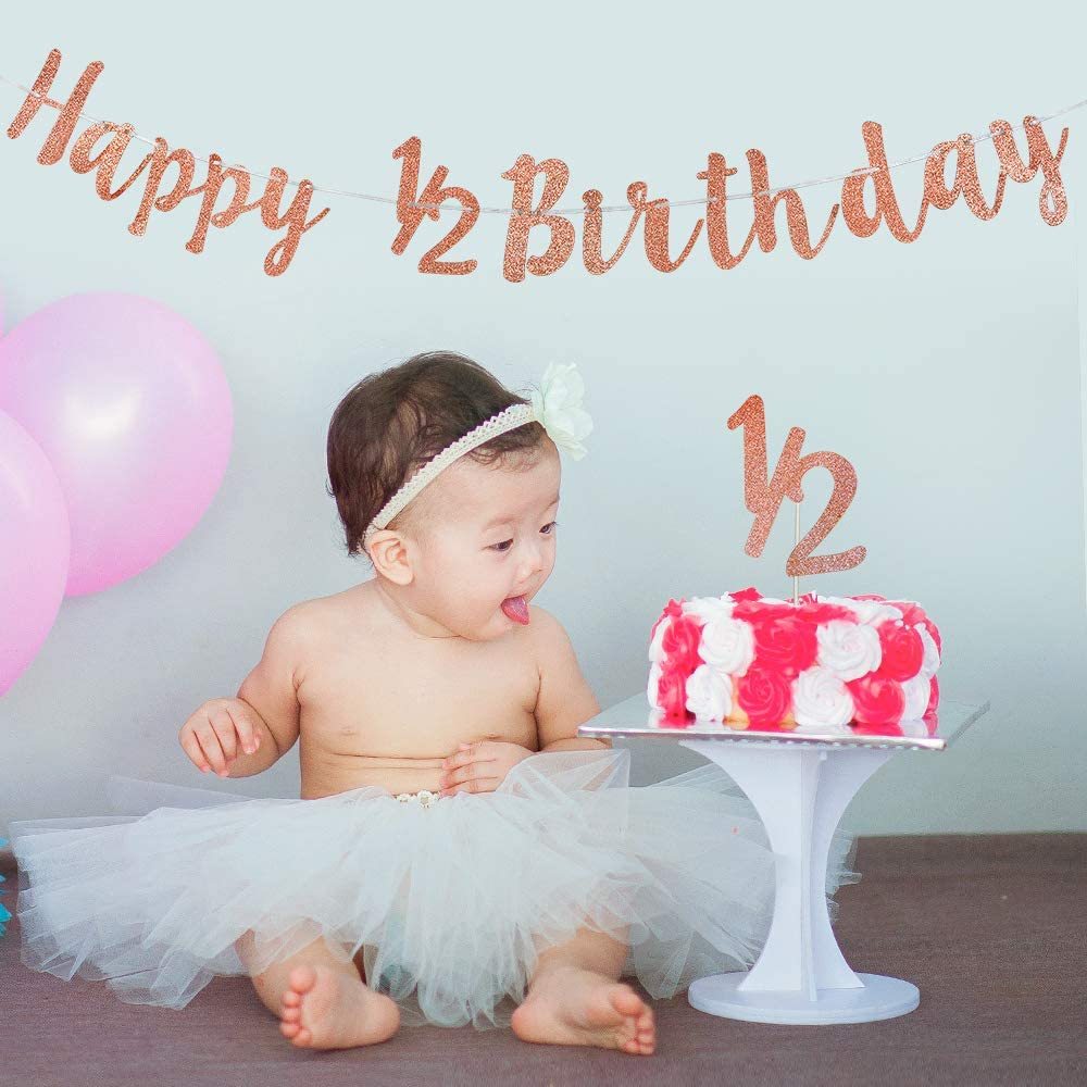 Half Way To One Banner, Roségold Glitzer, Für Baby 6 Monate Geburtstag, DIY Aufhängung