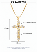 Collier ras du cou rétro punk pour femme avec pendentif croix en zircon, plaqué or 18 carats, maillons personnalisés, accessoire de mode tendance pour mariage, couleur or
