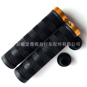 Poignées de guidon de vélo de montagne, 13.5Cm de long, verrouillage unilatéral, en caoutchouc noir, design à motif d'ondulation d'eau, pour vélos de montagne - Product Image 5