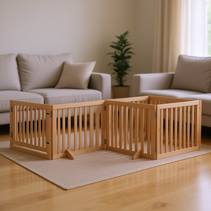 รั้วกั้นสุนัขแบบพับได้ ทำจากไม้ป็อปลาร์ ขนาด 126 นิ้ว สำหรับใช้ภายในอาคาร - Product Image 2