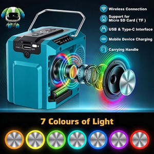 Altoparlante Bluetooth Portatile per Cantiere, Regalo di Natale per Utensili Elettrici da 18V/20V, Luci RGB, USB Tipo C, Scheda TF, per Feste - Product Image 2