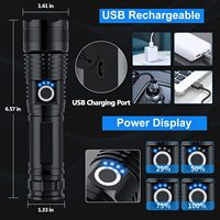 Lampe Torche Tactique LED XHP50 Ultra Lumineuse, Puissante et Rechargeable, Longue Portée, Étanche et Zoomable