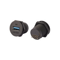 Connecteur USB 3.0 de type panneau M22.5, blindé, femelle vers mâle, à montage frontal, avec câble de 0,1m à 1m pour réseaux industriels et domestiques
