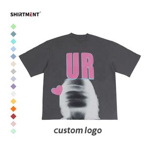 Camiseta Unisex de gran tamaño 360 Gsm de alta calidad 100% algodón Hip Hop marca de moda logotipo personalizado gráfico esencial patrón de letras - Product Image 2