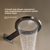 Ensemble de douche thermostatique dissimulée à double poignée en or poli avec pommeau de douche en laiton brossé Cascade de pluie douce pour salle de bain