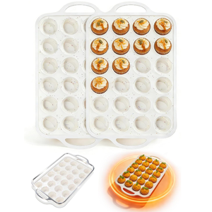 MUYULINS Factory 24-cup LFGB non-stick BPA Free metal reinforced frame mini <b>silicone</b> cupcake pan American cake tin <b>baking</b> mold - Product Image 1