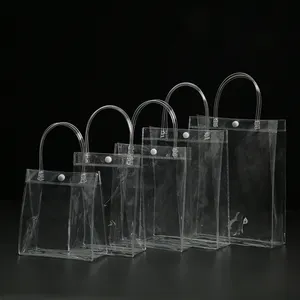 Sac transparent en pvc épais, sac de shopping transparent, recyclage d'usine,