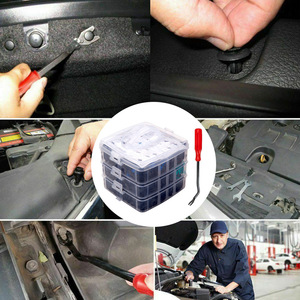 Kit de fixation pour panneaux de carrosserie automobile, 635 pièces, rivets en plastique, vis, outil de réparation automobile, boîte avec tournevis - Product Image 4
