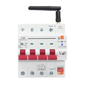 Tuya WiFi Smart Circuit Breaker com Medição 4P 63A MCB Sobrecarga Proteção Curto Circuito Recluso Automático Smart Hom