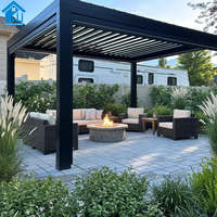 Pergola électrique extérieure Airfun Premium en MDF avec toit à lames orientables, imperméable, éco-responsable, pavillon pare-soleil, éclairage LED, revêtement poudré