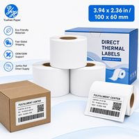 Rollo de Etiquetas Térmicas Directas 100x60mm con Recubrimiento Superior, Rollo de Etiquetas Térmicas Directas Autoadhesivas para Códigos de Barras y Almacenes