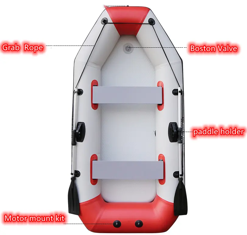 팽창식 빨강 회색 Dinghy 고정되는 어업 배 스포츠 배 1-3 사람을 위한 로잉 메딩 260*120 cm