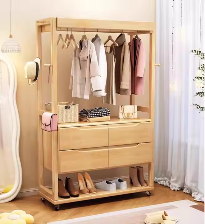 Modern Solid Wood Cloak Rack Landing Bedroom Household Hanging Hanger Living Room Door Hanging Clothes to Storage Shelf